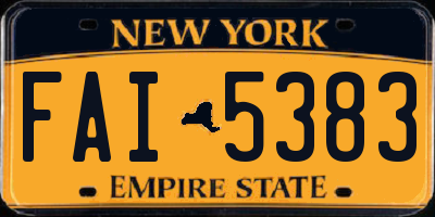 NY license plate FAI5383