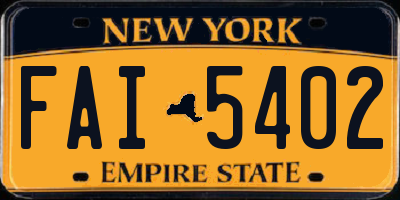 NY license plate FAI5402