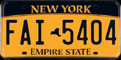 NY license plate FAI5404