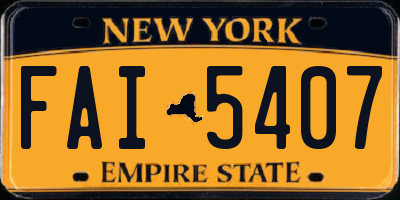 NY license plate FAI5407