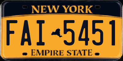 NY license plate FAI5451