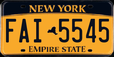 NY license plate FAI5545