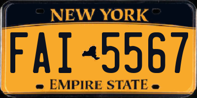 NY license plate FAI5567