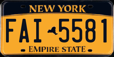 NY license plate FAI5581