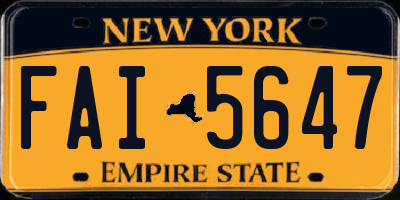 NY license plate FAI5647