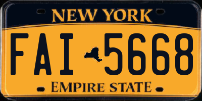 NY license plate FAI5668
