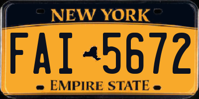 NY license plate FAI5672