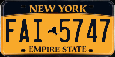 NY license plate FAI5747