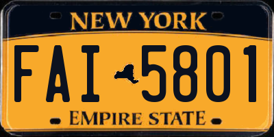 NY license plate FAI5801