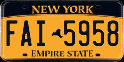 NY license plate FAI5958