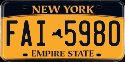 NY license plate FAI5980