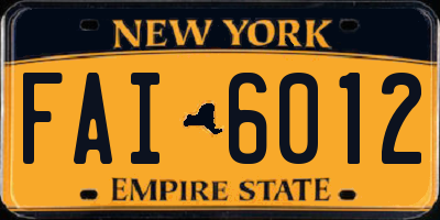 NY license plate FAI6012