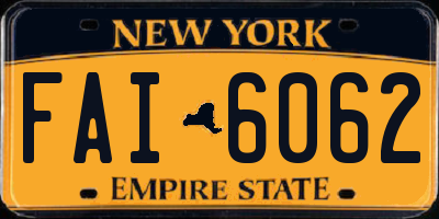 NY license plate FAI6062