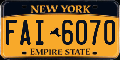 NY license plate FAI6070