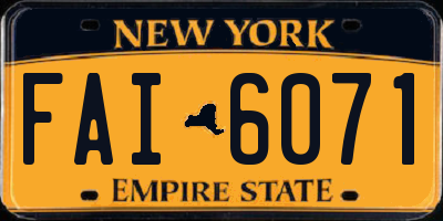 NY license plate FAI6071