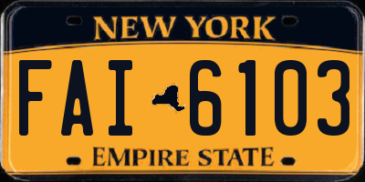 NY license plate FAI6103