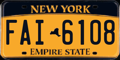 NY license plate FAI6108