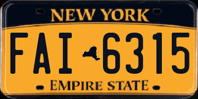 NY license plate FAI6315
