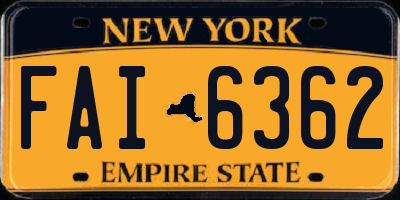 NY license plate FAI6362