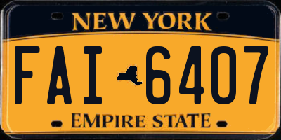 NY license plate FAI6407