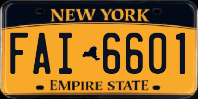 NY license plate FAI6601