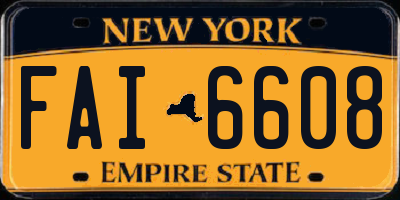 NY license plate FAI6608