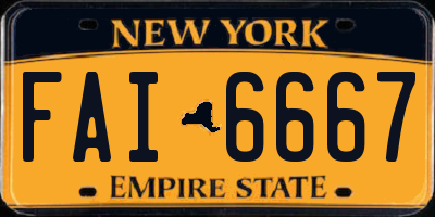 NY license plate FAI6667