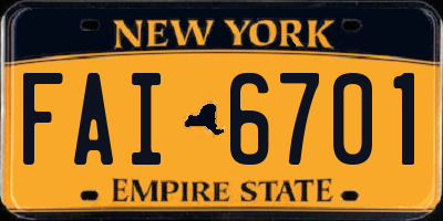 NY license plate FAI6701