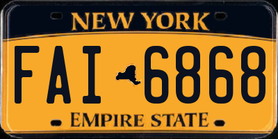 NY license plate FAI6868
