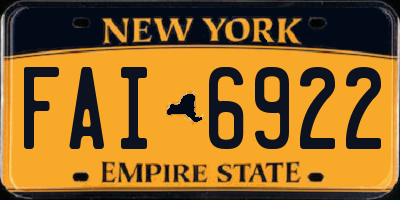 NY license plate FAI6922