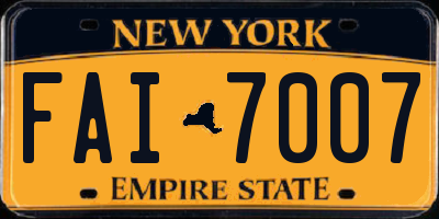 NY license plate FAI7007