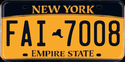 NY license plate FAI7008