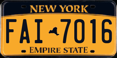 NY license plate FAI7016