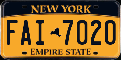 NY license plate FAI7020