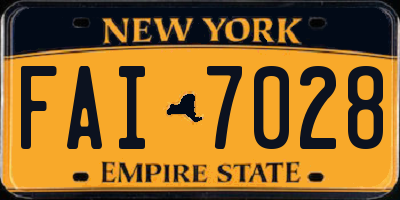 NY license plate FAI7028