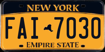 NY license plate FAI7030