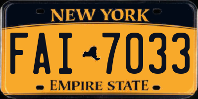 NY license plate FAI7033