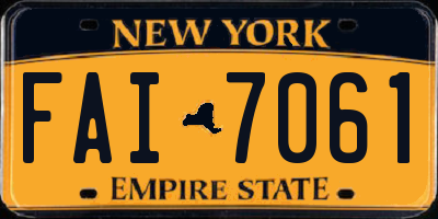 NY license plate FAI7061