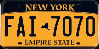 NY license plate FAI7070