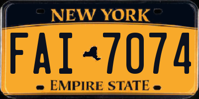NY license plate FAI7074