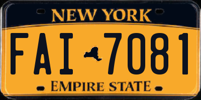 NY license plate FAI7081