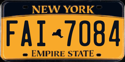 NY license plate FAI7084