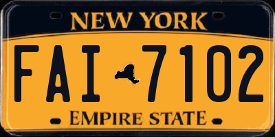 NY license plate FAI7102