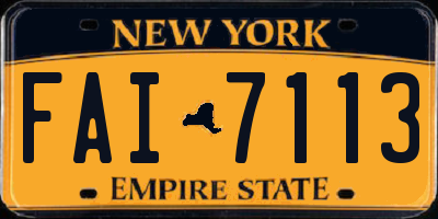 NY license plate FAI7113