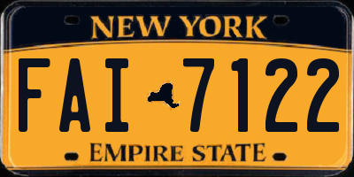 NY license plate FAI7122