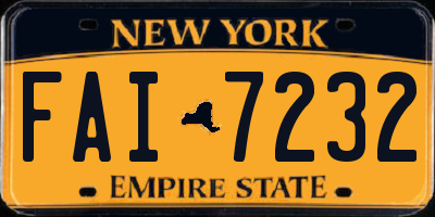 NY license plate FAI7232