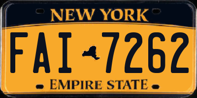 NY license plate FAI7262