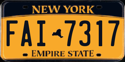 NY license plate FAI7317