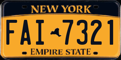 NY license plate FAI7321