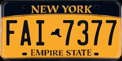 NY license plate FAI7377